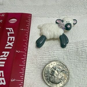 Hallmark White Sheep Brooch with Teal Legs and Lavender Collar Accent